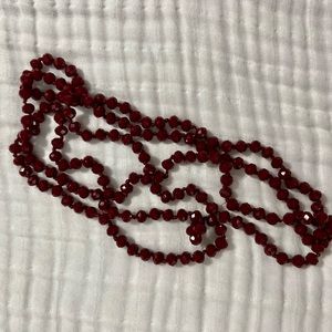 Wine Red Sparkly Beaded 60 Inch Necklace